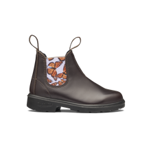 Blundstone style 2395 brown leather with monarch butterfly elastics kids boots