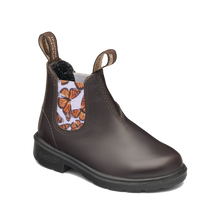 Blundstone style 2395 brown leather with monarch butterfly elastics kids boots